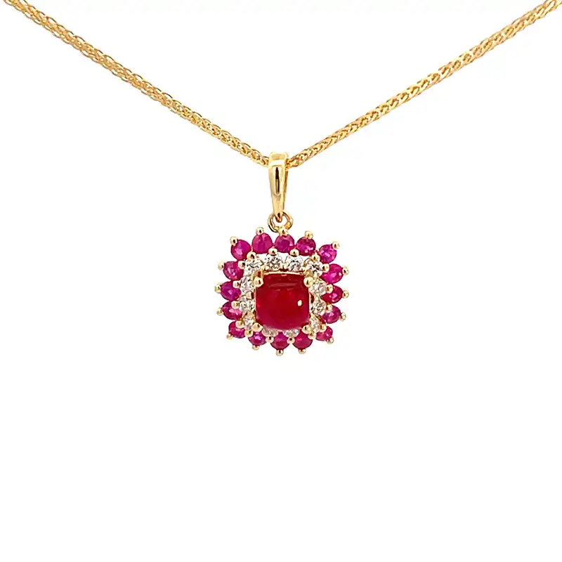 Ruby Diamond Pendant Set in 18K Gold – Square